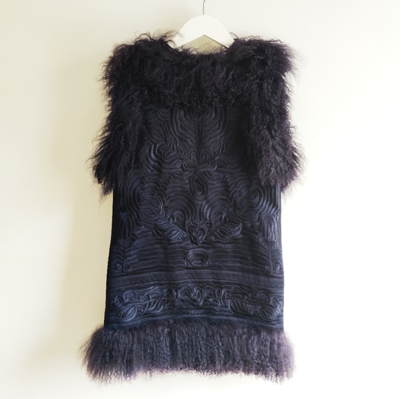 Michael Kors Embroidered Fur-trimmed Wool Vest - Picture 2 of 9